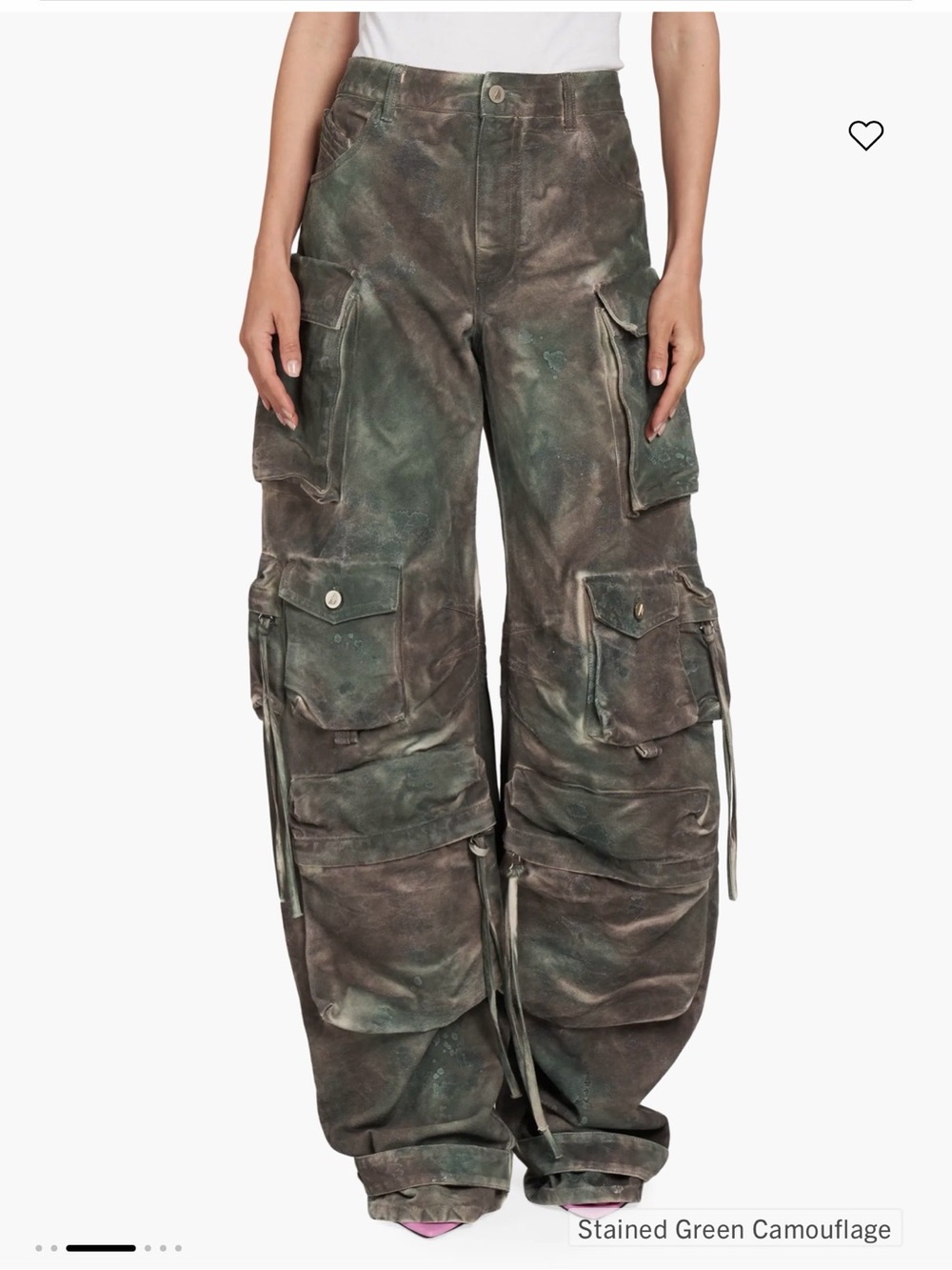 The Attico Green-Brown Camouflage Wide-Leg Cargo Pants